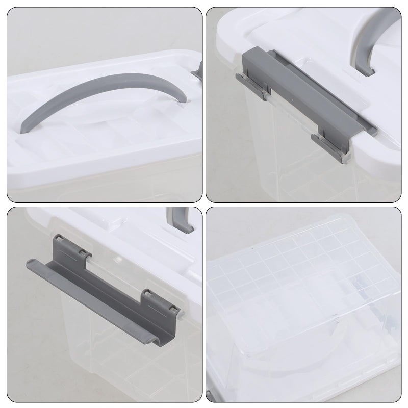 Ramddy Small Plastic Storage Container Pack of 6, 5 L Clear Latching Storage Box with White Lid and Grey Handleï¼Œ F - Image 3